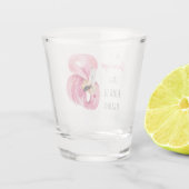 Moderne exotische roze Waterverf flamingo met cita Shot Glas (Achterkant)