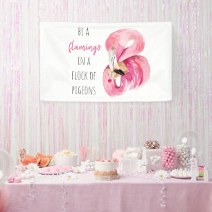 Moderne exotische roze Waterverf flamingo met cita Spandoek