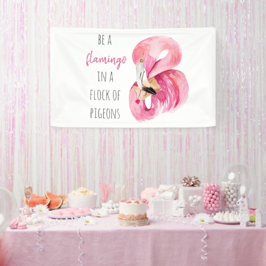 Moderne exotische roze Waterverf flamingo met cita Spandoek (Feest)