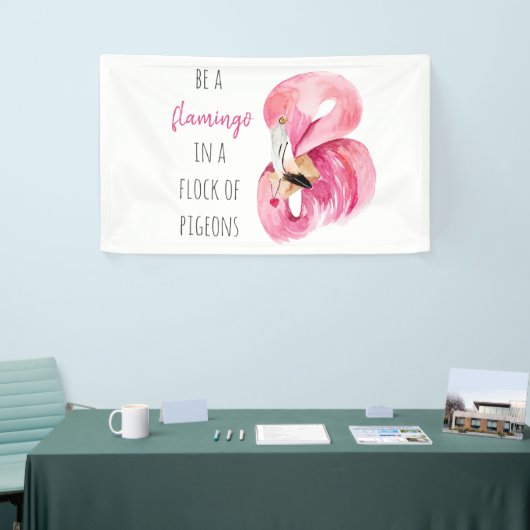 Moderne exotische roze Waterverf flamingo met cita Spandoek (Beurs)