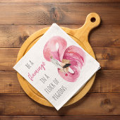 Moderne exotische roze Waterverf flamingo met cita Theedoek