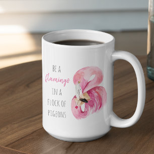 Moderne exotische roze Waterverf flamingo met cita Tweekleurige Koffiemok