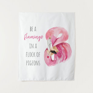 Moderne exotische roze Waterverf flamingo met cita Wandkleed