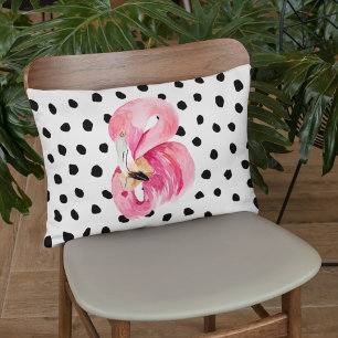 Moderne exotische roze Waterverf Flamingo & Stippe Accent Kussen