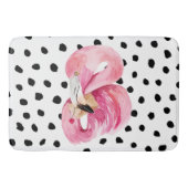 Moderne exotische roze Waterverf Flamingo & Stippe Badmat (Voorkant)