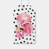Moderne exotische roze Waterverf Flamingo & Stippe Cadeaulabel (Voorkant)