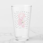 Moderne exotische roze Waterverf Flamingo & Stippe Glas (Achterkant)