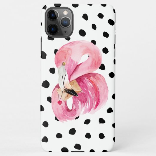 Moderne exotische roze Waterverf Flamingo & Stippe iPhone Hoesje (Achterkant)