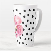 Moderne exotische roze Waterverf Flamingo & Stippe Latte Mok (Rechterhoek)