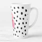 Moderne exotische roze Waterverf Flamingo & Stippe Latte Mok (Rechts)