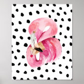 Moderne exotische roze Waterverf Flamingo & Stippe Poster (Voorkant)