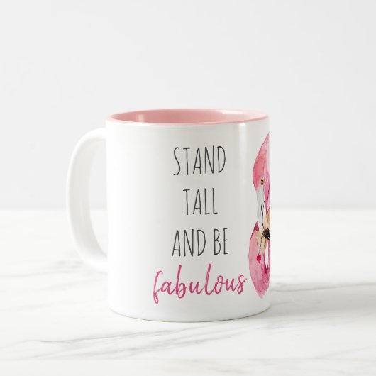 Moderne, exotische standaard en verbluffend flamin tweekleurige koffiemok (Voorkant links)