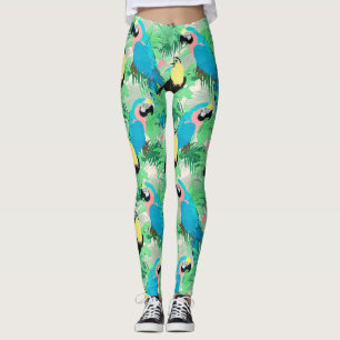 Moderne exotische vogels en Tropisch Foliage-ontwe Leggings