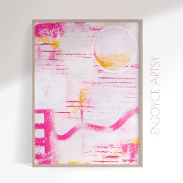 Moderne expressieve roze abstracte schilderkunst m poster