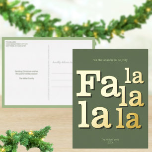 Moderne Fa La Green Eenvoudige Chic Trendy Goud Folie Feestdagen Briefkaart