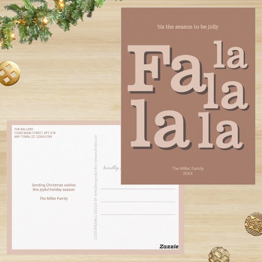 Moderne Fa La Mocha Eenvoudige Minimale Kerstmis Briefkaart