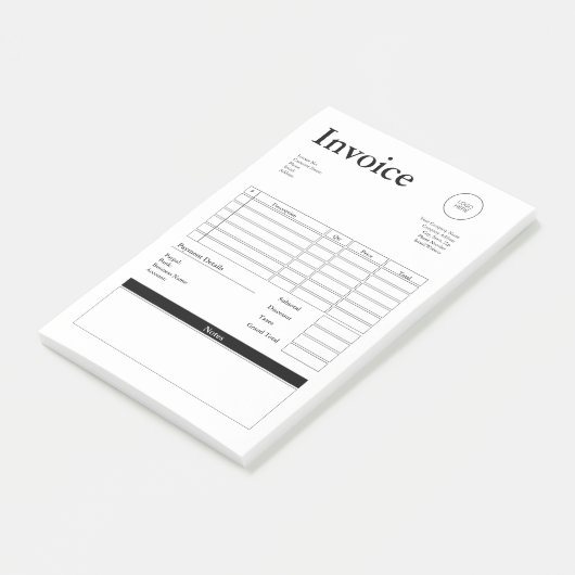 Moderne factuur voor kleine bedrijven Verkoopbon Post-it® Notes (Schuin)