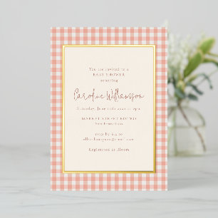 Moderne Faire-Part de Baby Shower Rose Gingham Car