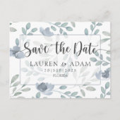 Moderne Faire-Part de Date de Mariage Dusty Blue E (Devant)