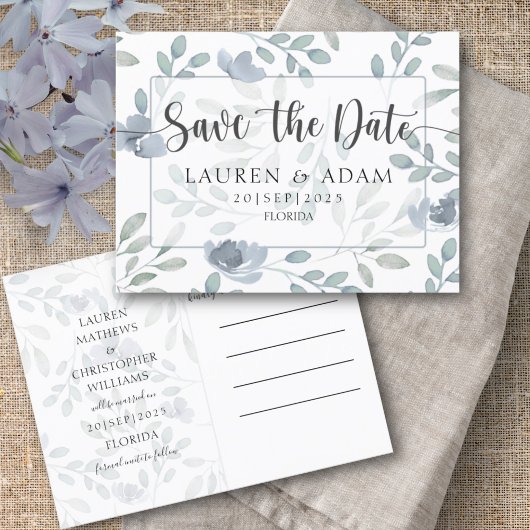 Moderne Faire-Part de Date de Mariage Dusty Blue E