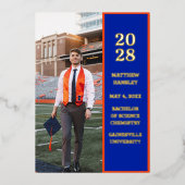 Moderne Faire-part de graduation photo bleu élégan (Recto)