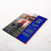 Moderne Faire-part de graduation photo bleu élégan (Rotation)