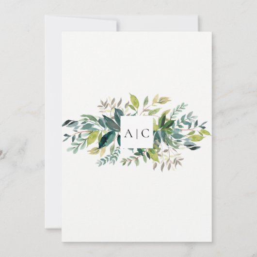 Moderne Faire-part de mariage de verdure chic (Dos)