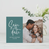 Moderne faire-part de mariage fleuri photographiqu (Debout devant)