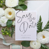 Moderne faire-part de mariage rose calligraphié à 