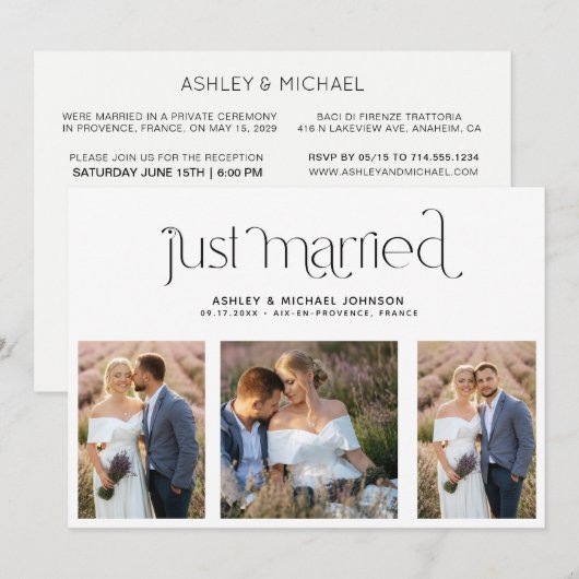 Moderne Faire-Part de Réception de Mariage pour 4 (Devant / Derrière)