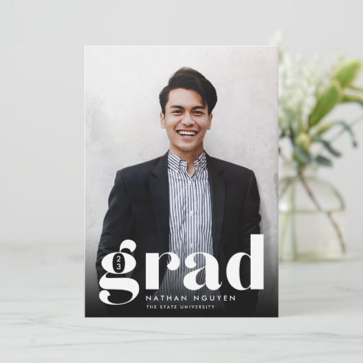 Moderne | Faire-part d'obtention d'une licence pho (Debout devant)