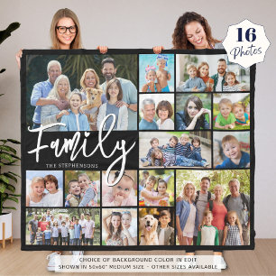 Moderne FAMILIE 16 Fotocollage Uw kleur Fleece Deken