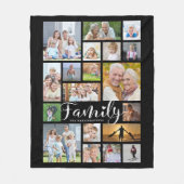 Moderne FAMILIE 19 Foto Collage Script Heart Black Fleece Deken (Voorkant)