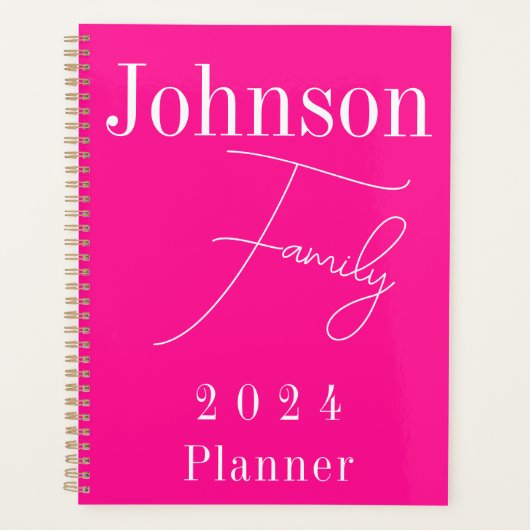 Moderne Familie 2024 Hot Pink Planner (Voorkant)