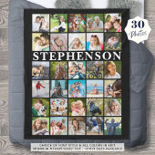 Moderne Familie 30 Foto Collage Zwart Fleece Deken