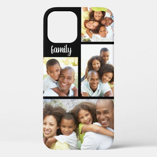 Moderne familie 4 Foto Collage Trendy Black Case-Mate iPhone Case (Achterkant)