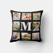 Moderne familie 8 Foto Collage Keepomwille Black W Kussen (Achterkant)