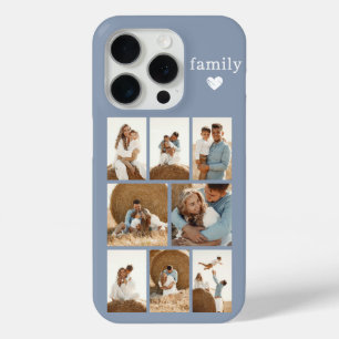 Moderne Familie 8 Foto Stof Blauw iPhone 15 Pro Case
