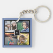 Moderne familie aangepaste foto collage monogram sleutelhanger (Achterkant)