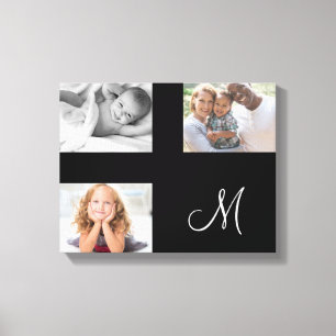 Moderne Familie Foto Aangepaste Collage Monogram Canvas Afdruk