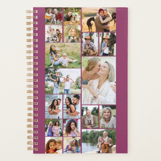 Moderne familie foto collage 19 Afbeelding roze Planner (Voorkant)