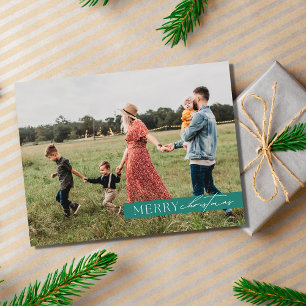 Moderne Familie Foto Kerstmis Plaid Feestdagenkaart