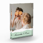 Moderne familie foto & persoonlijke naam Mint Gift (Links)