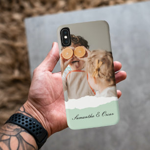 Moderne familie foto & persoonlijke naam Mint Gift iPhone XS Max Hoesje