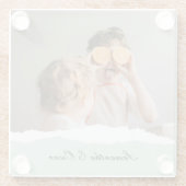 Moderne familie foto & persoonlijke naam Mint Gift Glazen Onderzetter (Achterkant)