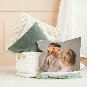 Moderne familie foto & persoonlijke naam Mint Gift Kussen