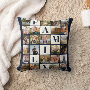 Moderne Familie Fotocollage Grid Eenvoudig Stijlvo Kussen
