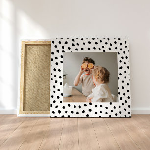 Moderne familie foto's en zwarte Stippen — mooie c Canvas Afdruk