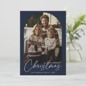 Moderne Familie Lelijke Trui Kerstboog Foto Feestdagenkaart (Staand voorkant)