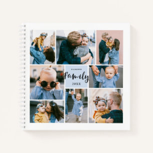Moderne familie op maat 8 fotocollage Blauw Notitieboek
